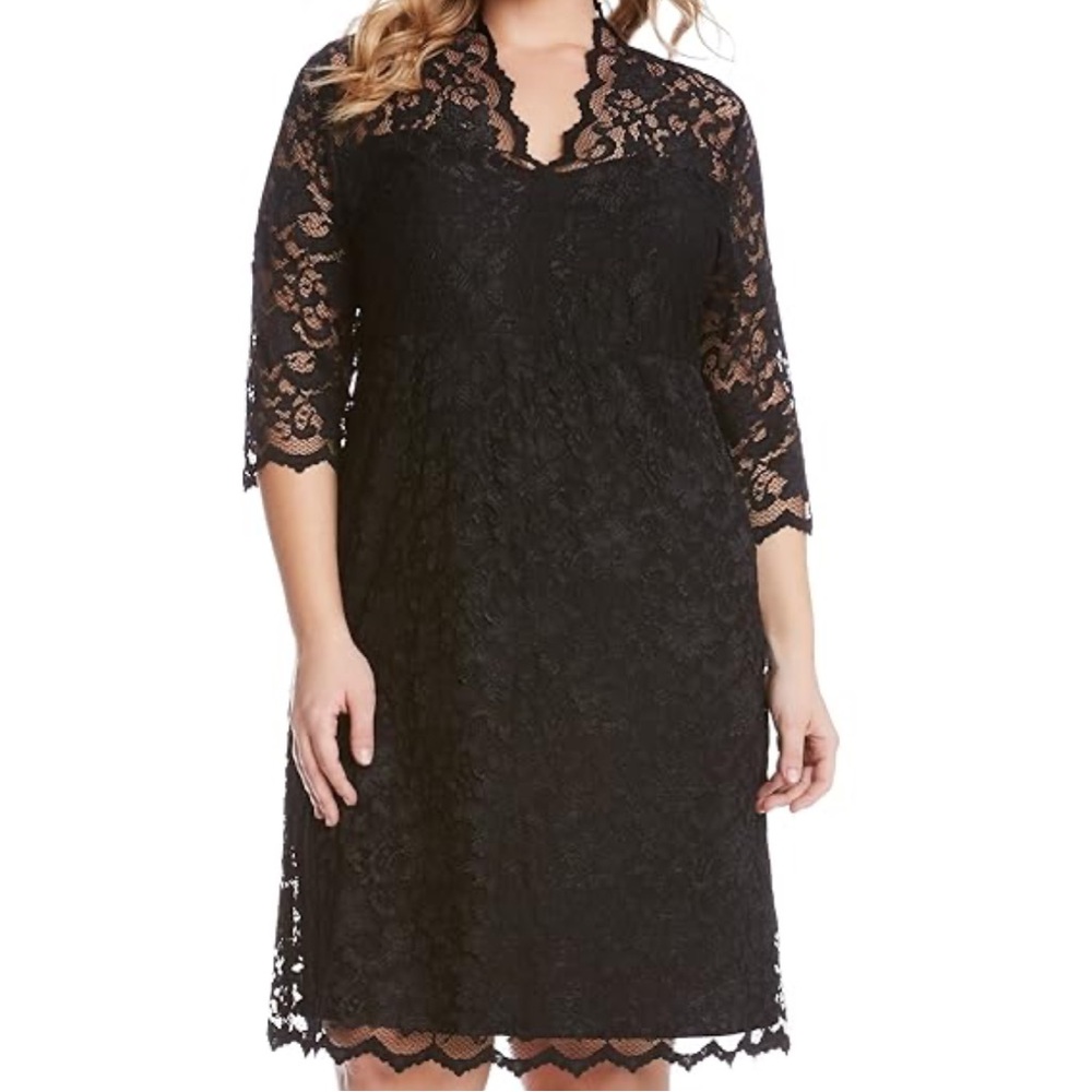 3/$10 Karen Kane Elegant Black Lace Half Sleeve Dress